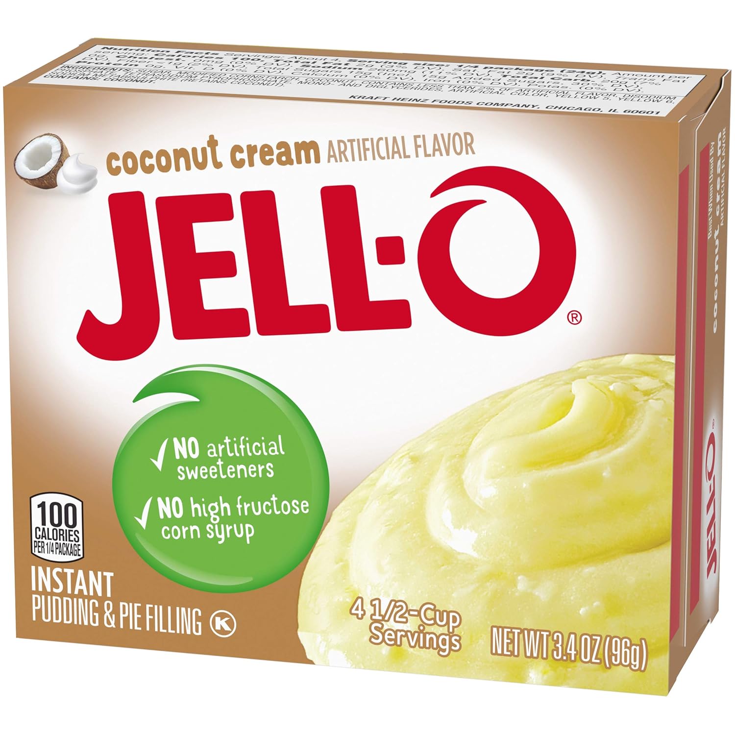 Jell-O Instant Coconut Cream Pudding & Pie Filling (3.4 Oz Boxes, Pack Of 6)