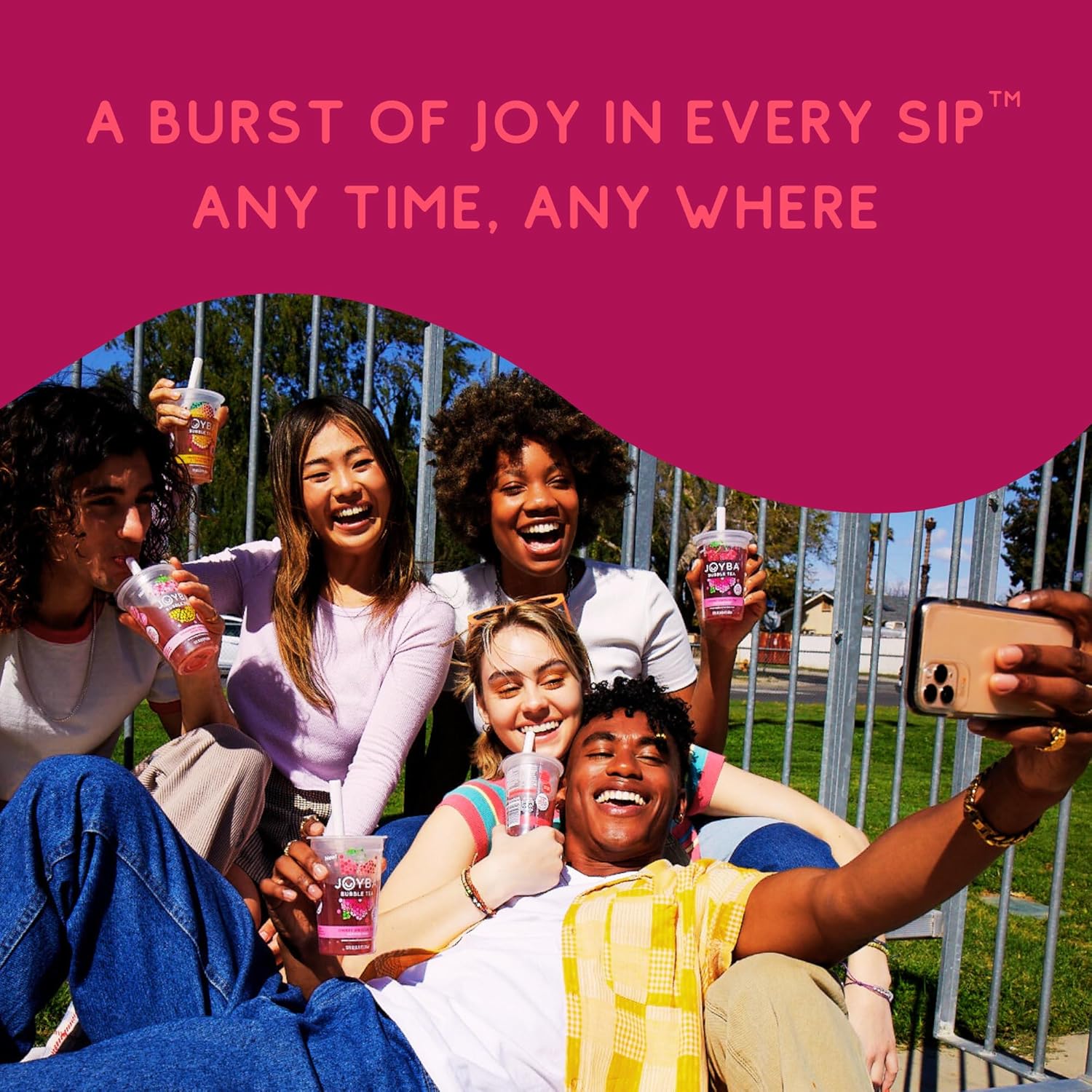 Joyba Bubble Tea Raspberry Dragon Fruit Black Tea With Popping Boba, 4 Pack, 12 Fl. Oz. Cups