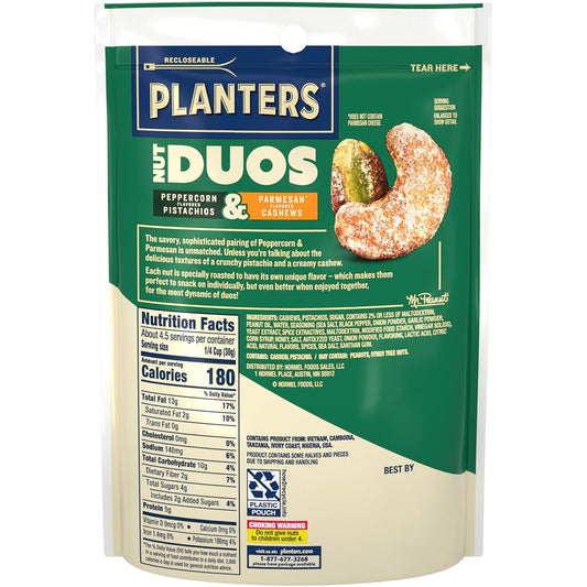 Planters Nut Duos Peppercorn Pistachio & Parmesan Cashews 5 Oz