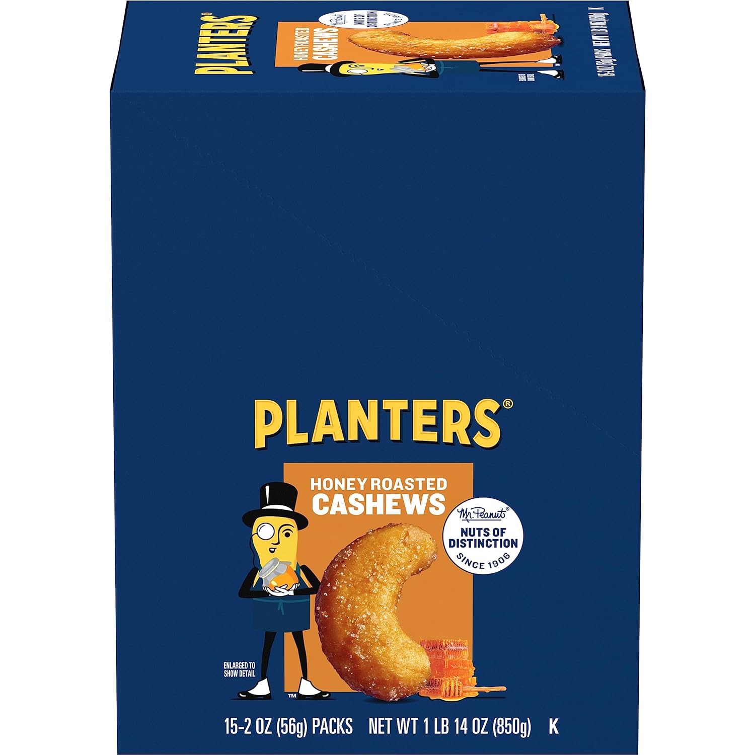 Planters Cashews Super Tube Nuts, Honey Roasted, 15-Count, 2 Ounce