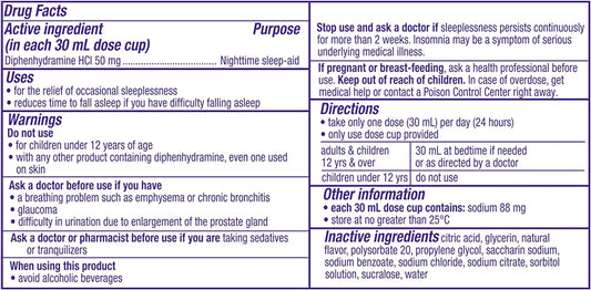 ZzzQuil, Nighttime Sleep Aid Liquid, FREE OF Alcohol & Artificial Dyes, 50 mg Diphenhydramine HCl, No1 Sleep Aid Brand, Fall Asleep Fast, Non-Habit Forming, Soothing Berry Flavor, 12 FL OZ (Pack of 1)