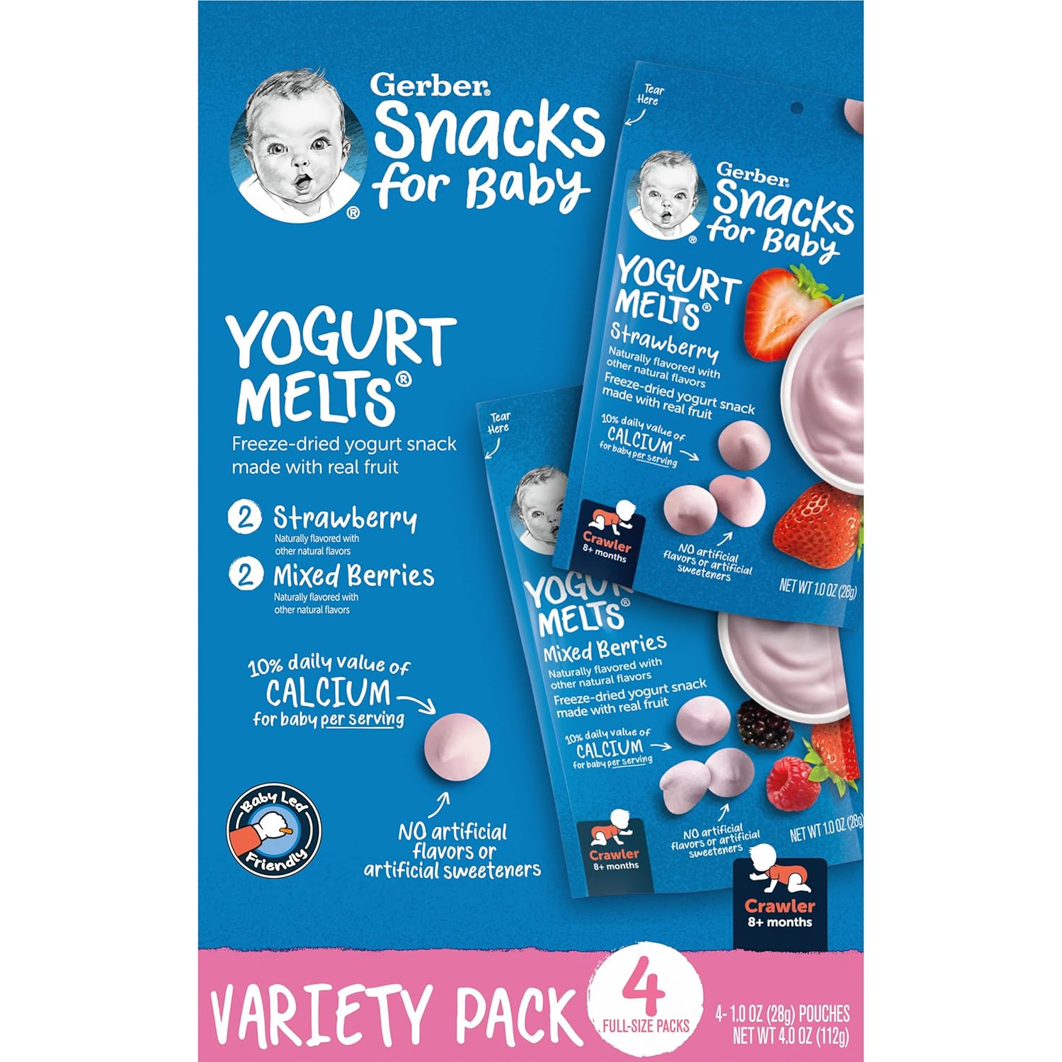 Gerber Yogurt Melts Variety Pack, 4 Oz, 4 Ct