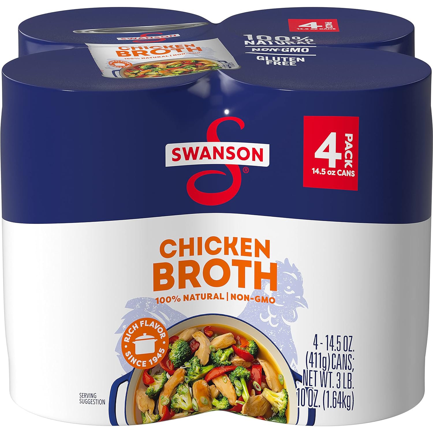 Swanson 100% Natural Chicken Broth, 14.5 oz Can (Pack of 4)