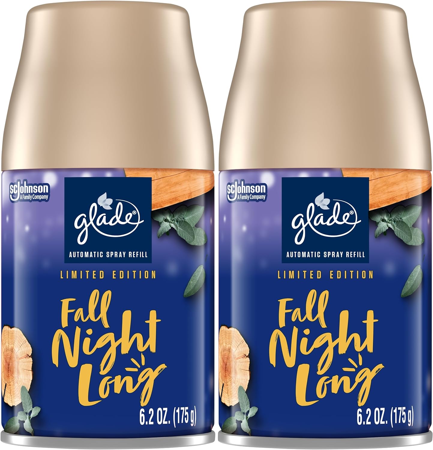 Glade Automatic Spray Refill, Air Freshener for Home and Bathroom, Fall Night Long, 6.2 Oz, 2 Count