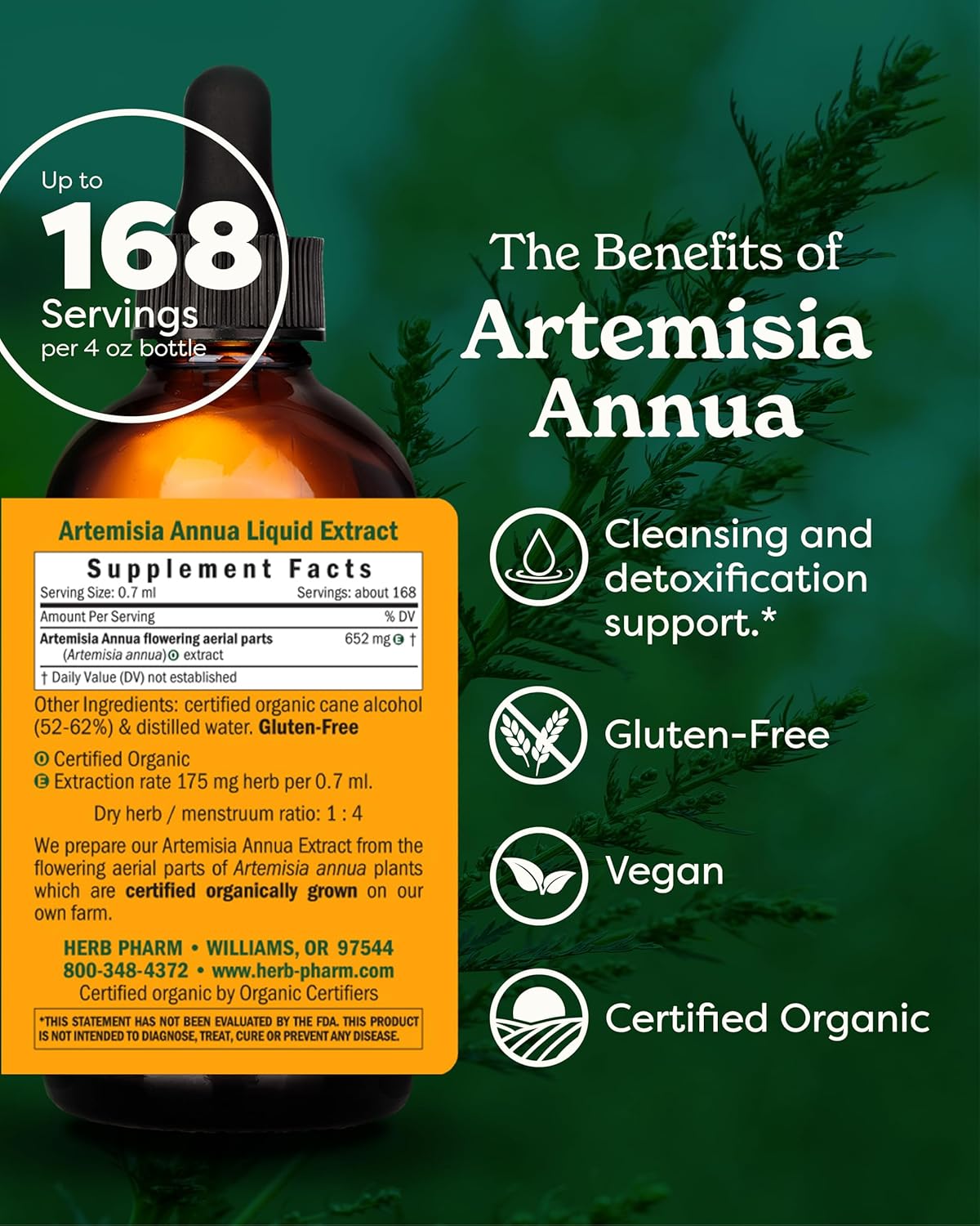 Herb Pharm Certified Organic Artemisia Annua (Sweet Annie) Liquid Extract - 4 Ounce : Health & Household