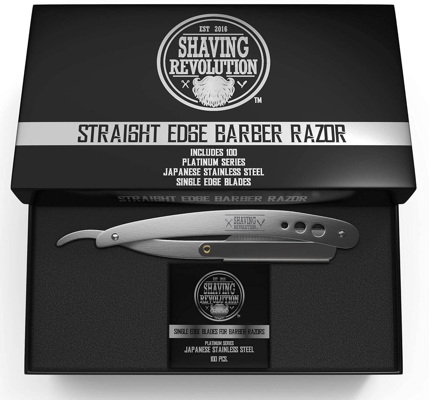 Straight Edge Barber Razor for Close Shaving - Professional Straight Blade Razor for Men with 100 Single Edge Blades- Mens Straight Razor Kit : Beauty & Personal Care