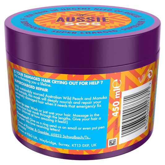 Aussie Hair Mask for Dry Damaged Hair, Jojoba Oil, Hair Repair Treatment, 450ml, For Hair In Urgent Need Of Rescue, Vegan