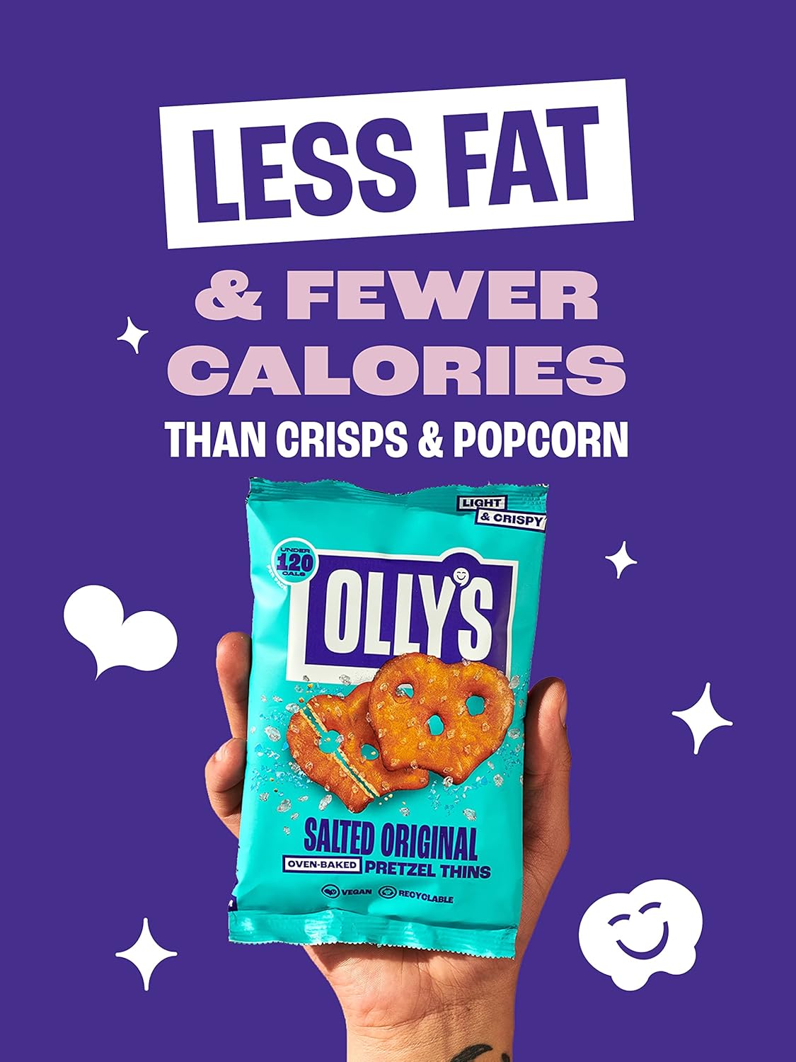 Olly's Pretzel Thins, Original Salted, 35g (Pack of 10), Handy Snack Pouches, Healthy Plant-Based Vegan Snacks for Dipping, Low Calorie Snacks, Low Fat, Source of Fibre, No Preservatives : Amazon.co.uk: Grocery