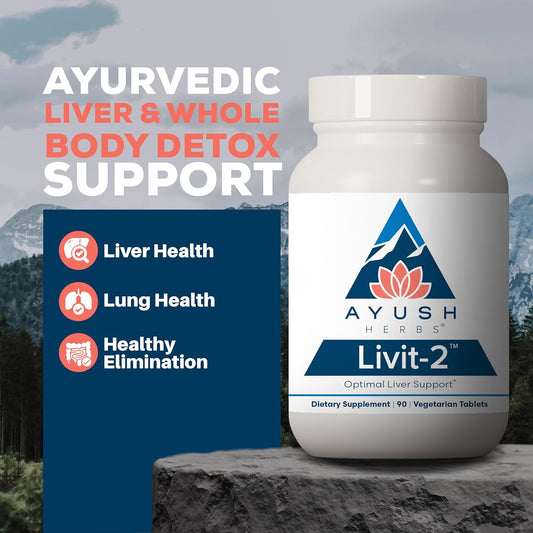 Ayush Herbs Livit-2 - Liver Care, Liver Support Supplement For Women & Men With Andrographis & Picrorhiza, Liver Pills Made With Organic Ingredients - 90 Vegetarian Tablets (1 Count)