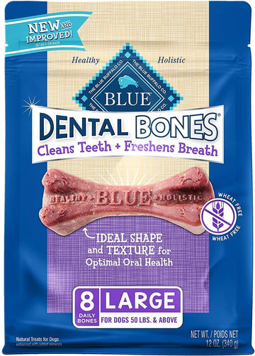 Blue Buffalo Dental Bones Large Natural Dental Chew Dog Treats Bag