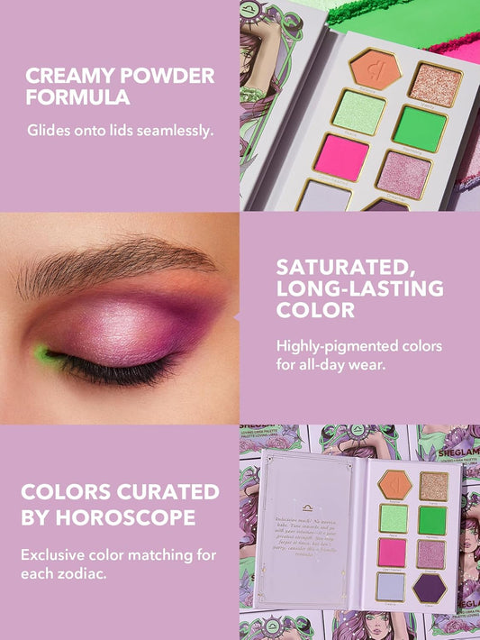 Sheglam Glitter Metallic Eyeshadow Palette 8-Color High Pigment Pink Green Blue Long Wearing Horoscope Collection Eye Shadow Palette - Loving Libra