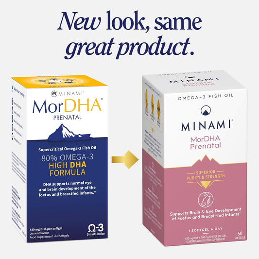 Omega 3 Fish Oil Supplement - Minami - Mordha Prenatal With High Concentration Of Dha Formula - Supports Brain And Eye Development Of Foetus And Breast-Fed Infants - 60 Softgels
