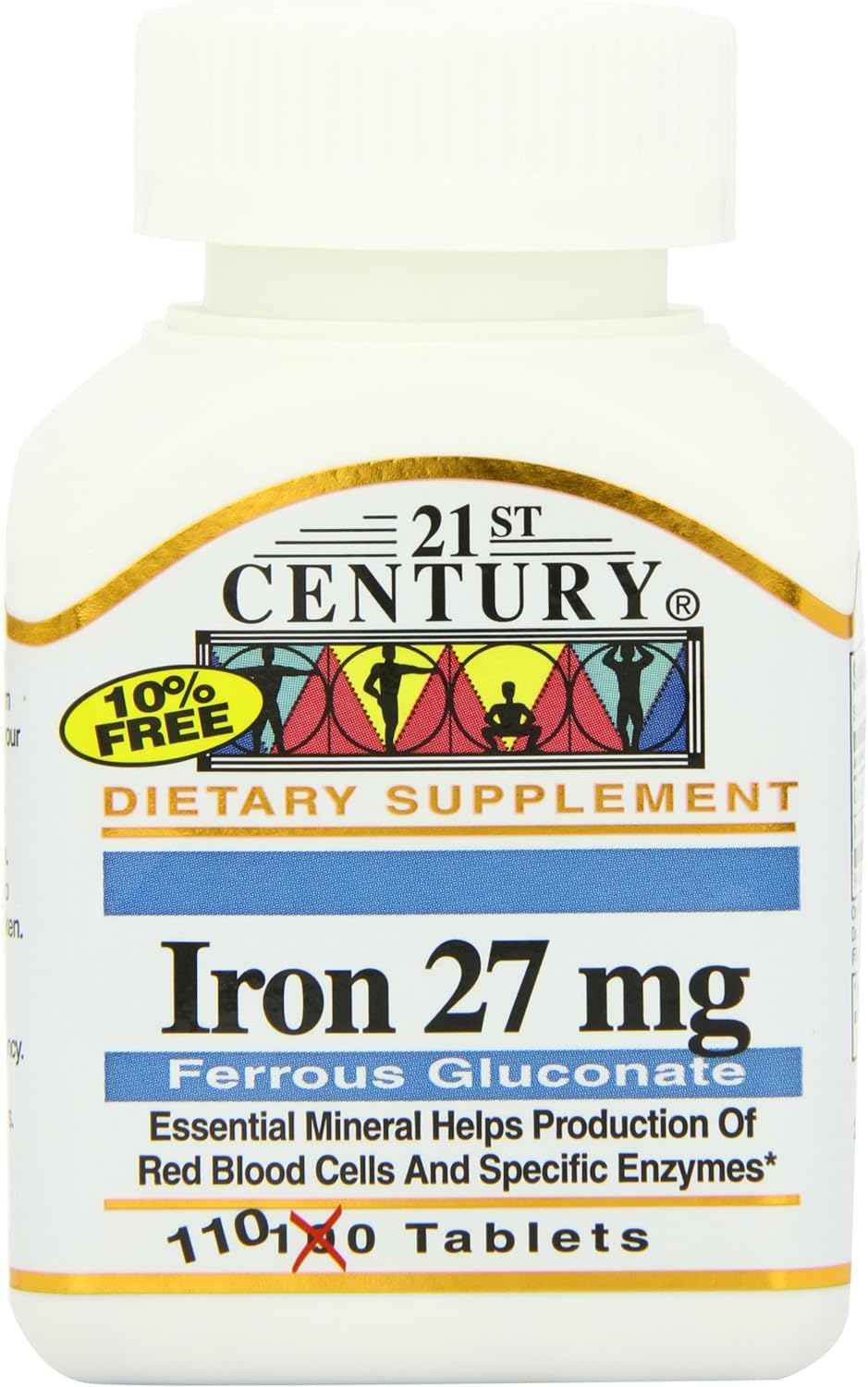 21st Century Iron 27 Mg Ferrous Gluconate Tablets, 110 Count (Pack of 2)