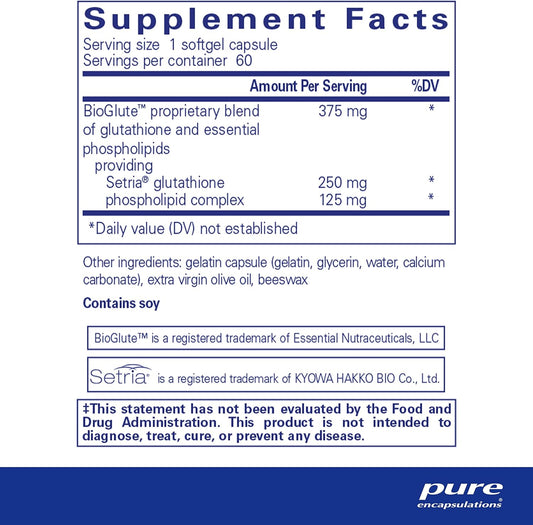 Pure Encapsulations Liposomal Glutathione - Immune Support & Liver Detox* - Antioxidant Protection - With Setria Glutathione - Non-Gmo - 60 Softgel Capsules