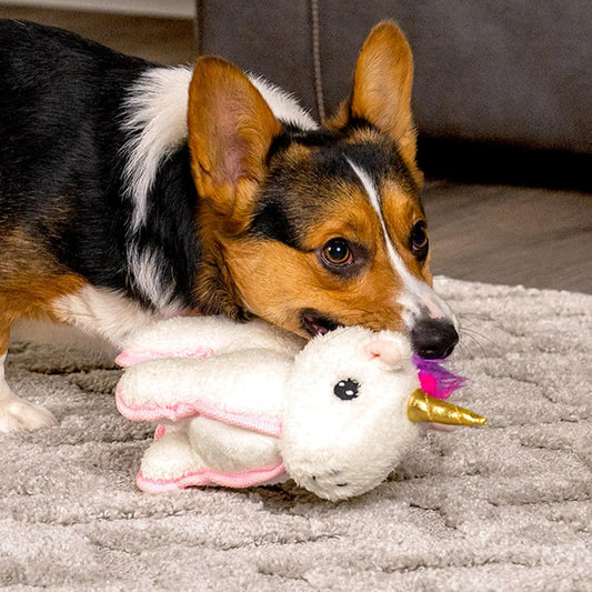 Pet Factory Logical Pet Unicorn Squeaky Plush Dog Toy, Randomly Selected Color - White Or Purple, One Size