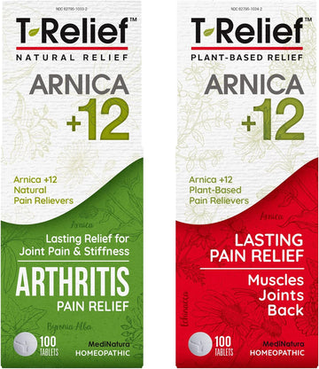 MediNatura Whole Body + Joints Bundle T-Relief Arnica +12 Natural Arthritis Pain Tablets 100ct + T-Relief Arnica +12 Natural Pain Relieving Tablets 100ct