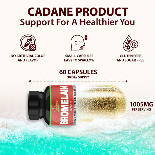 Organic Cadane Bromelain Extract Capsules, 8In1 With Quercetin, Elderberry, Nettle, Ginger, Echinacea, Garlic, Black Pepper - Support Digestion Health & Immune System - 60 Capsules