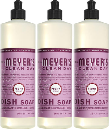 Mrs. Meyer'S Clean Day Liquid Dish Soap, Biodegradable Formula, Peony, 16 Fl. Oz - Pack Of 3