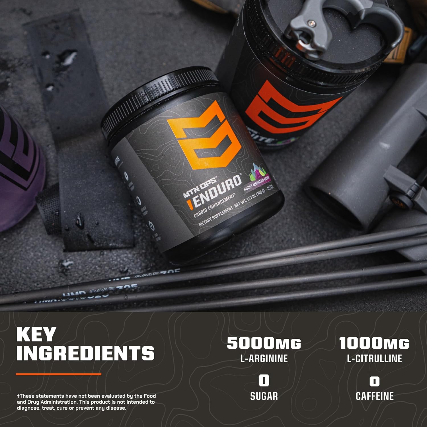 Mtn Ops Enduro Nitric Oxide Supplement & Stim-Free Pre Workout - 30 Servings - With Magnesium Citrate, Beet Root Powder, Niacinamide, L Arginine & L Citrulline - Bugle Berry Flavor