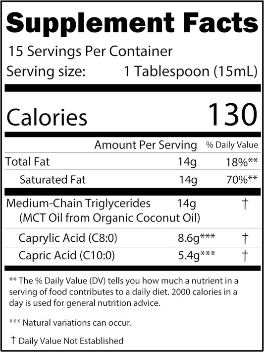 Kate Naturals MCT Oil for Coffee & Keto (8oz) USDA Certified Organic MCT Oil Liquid with only C8 & C10. Odorless Fuel for Body & Mind. No Aftertaste