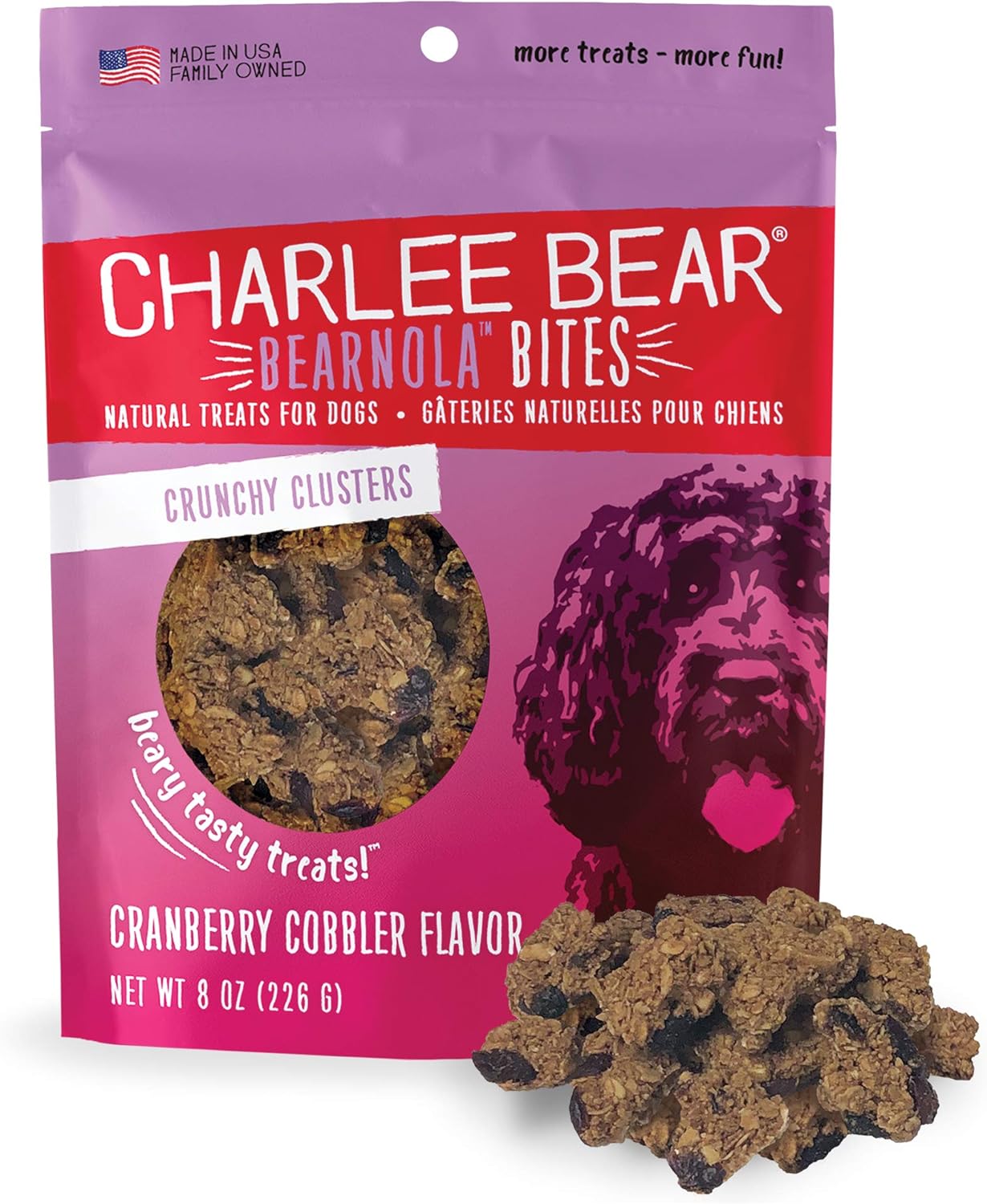 Charlee Bear Bearnola Bites Dog Treats, Cranberry Cobbler Flavor, 8Oz