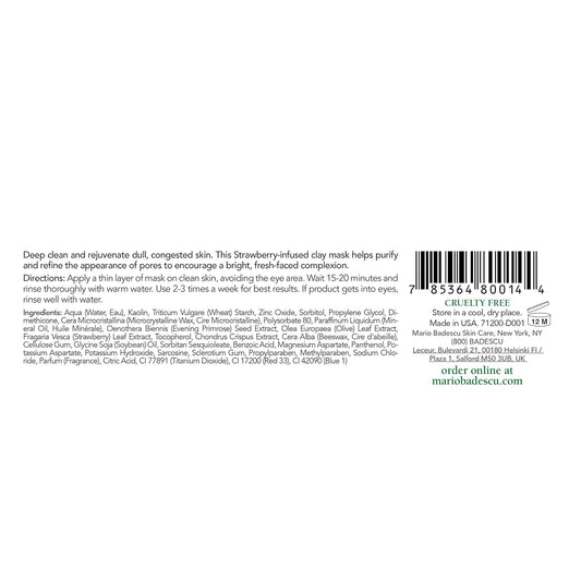 Mario Badescu Strawberry Tonic Mask - Refreshing & Brightening Clay Mask - Refines & Cleanses Dull Skin & Clogged Pores - Face Skincare Rich In Vitamin C & Folic Acid, 2 Oz