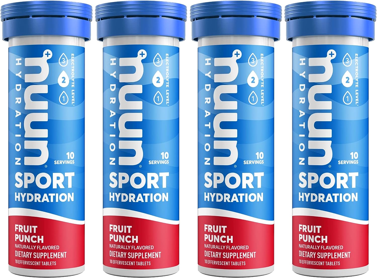 Nuun Sport Electrolyte Tablets for Proactive Hydration, Fruit Punch, 4