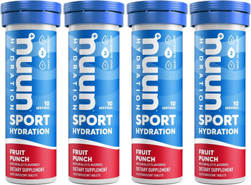 Nuun Sport Electrolyte Tablets for Proactive Hydration, Fruit Punch, 4