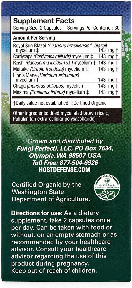 HOST DEFENSE Organic Statmets 7 Daily Immune Support, 60 CT