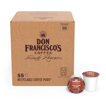 Don Francisco's Colombia Supremo Medium Roast Coffee Pods - 55 Count - Recyclable Single-Serve Coffee Pods, Compatible with your K- Cup Keurig Coffee Maker