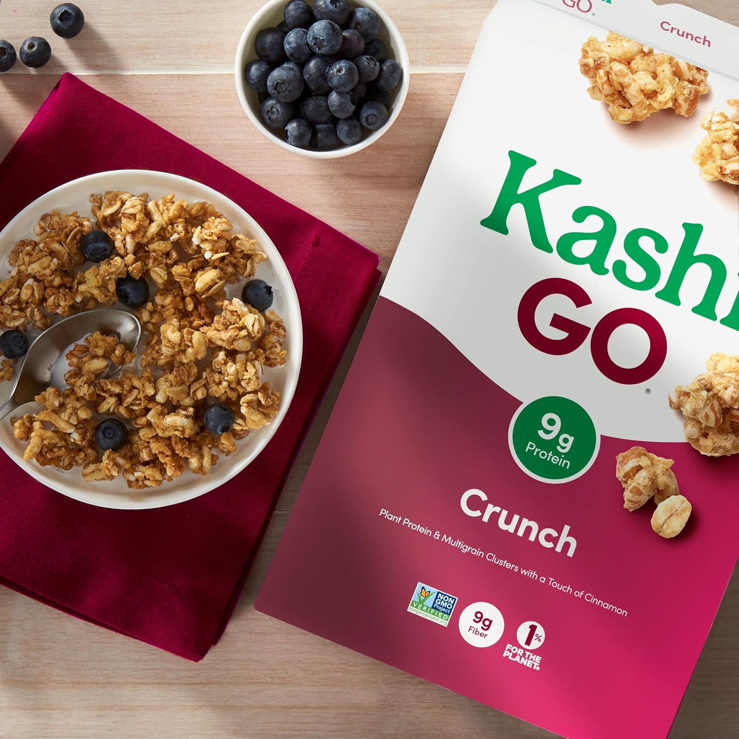 Kashi GO Cold Breakfast Cereal, Vegetarian Protein, Fiber Cereal, Crunch, 13.8oz Box (1 Box)