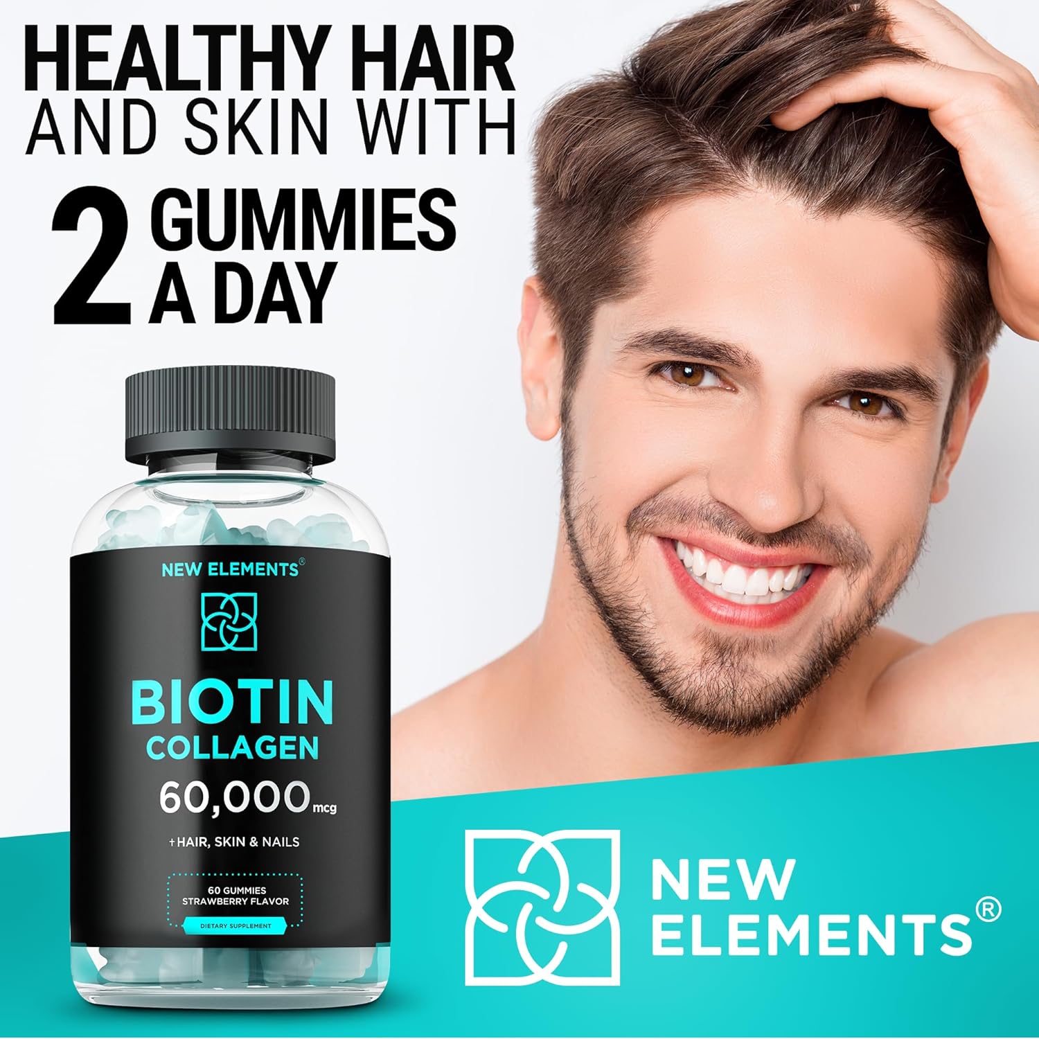 Biotin & Collagen Peptides Gummies - 50,000Mcg Collagen + 10,000Mcg Biotin | Hair, Skin & Nails Support For Men & Women | Hair Growth, Glowing Skin & Strong Nails | Non-Gmo, Chewable, Great-Tasting : Health & Household