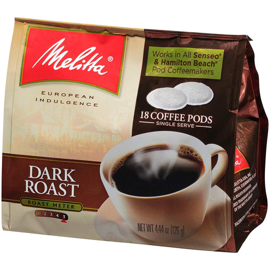 Melitta Coffee Pods, Dark Roast, 18 Count (Pack Of 6) 108 Total Pods