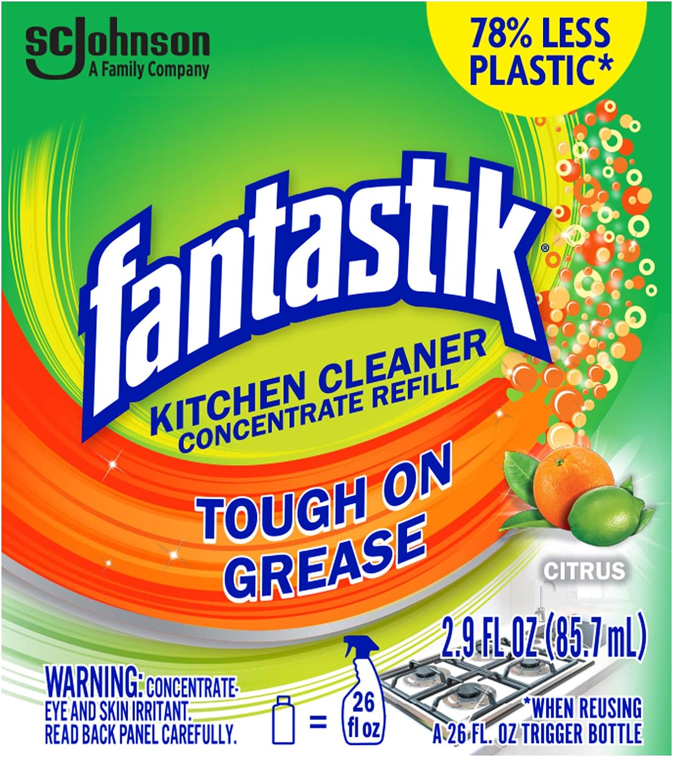 Fantastik Kitchen Cleaner Concentrate Starter Pack, Two 2.9 oz Concentrated Bottles and One Re-usable Trigger Bottle : Health & Household