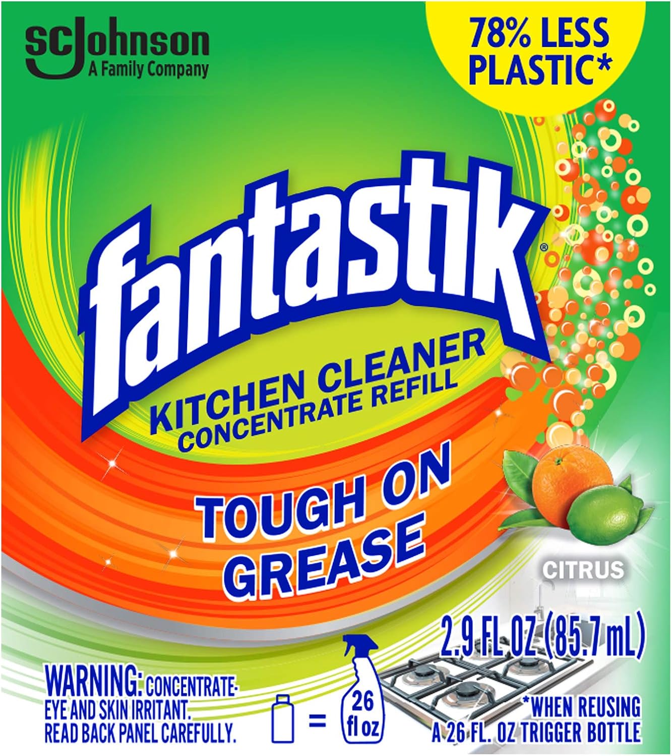 Fantastik Kitchen Cleaner Concentrate Starter Pack, Two 2.9 Oz Concentrated Bottles And One Re-Usable Trigger Bottle