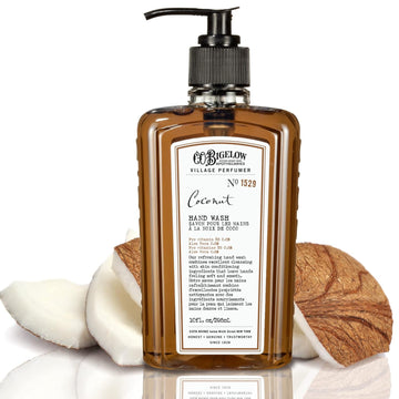 C.O. Bigelow Hand Wash Coconut, Village Perfumer Moisturizing Hand Soap For Bathroom & Kitchen With Aloe Vera And Pro-Vitamin B5, 10 Fl Oz