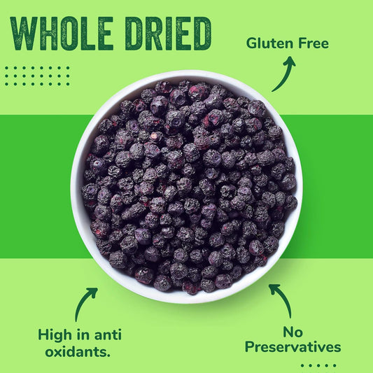 Dried Blueberries 2 Lbs, Whole, Cultivated, Batch Tested Gluten & Peanut Free, Resealable Bag, Great For Salads, Mixes, Cooking And Baking