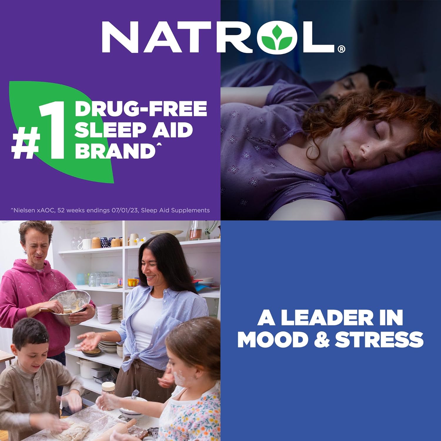 Natrol Mood + Stress High Absorption Night Magnesium Carbonate and Magnesium Glycinate 325mg with a Blend of Glycine, GABA, Lemon Balm and Melatonin, 16.3 OZ Cherry-Flavored Powder, 60 Day Supply : Health & Household