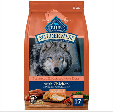 Blue Buffalo Wilderness Natural High-Protein Dry Food For Large Breed Adult Dogs, Chicken Recipe, 28-Lb. Bag