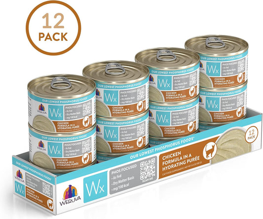 Weruva Wx Phos Focused, Chicken Formula In A Hydrating Purée, 3Oz Can (Pack Of 12)