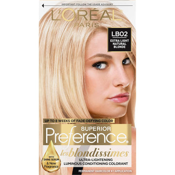 L'Oreal Paris Superior Preference Fade-Defying + Shine Permanent Hair Color, Lb02 Extra Light Natural Blonde, Pack Of 1, Hair Dye