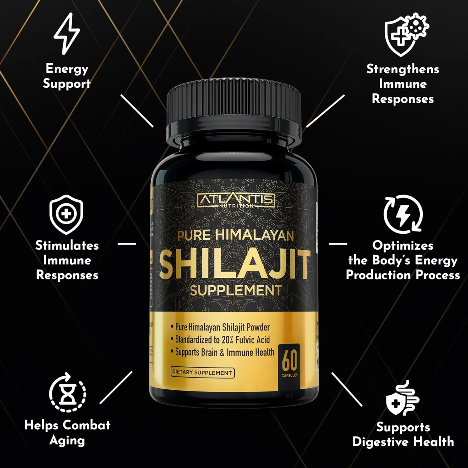 Shilajit Supplement - Pure Himalayan Authentic Shilaijt Resin Capsules Formulated with 20% Fulvic Acid - 10:1 Extract 10,000mg Extra Strength - Made in The USA - Shilajit for Men & Women 60 Capsules : Health & Household
