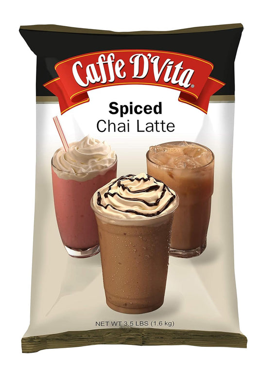 Caffe D’Vita Spiced Chai Latte Mix - Chai Tea Latte Powder Mix, Gluten Free, Chai Tea Powder, No Cholesterol, No Hydrogenated Oils, No Trans Fat, Spiced Chai Latte Powder Mix - 3.5 Lb Bag