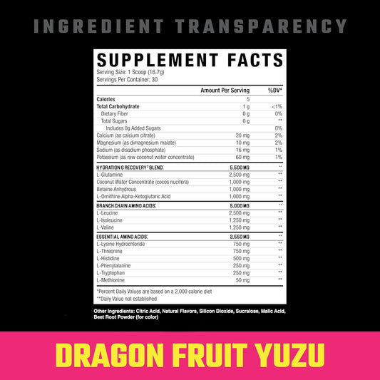 The Grind Essential Amino Acids, Branched Chain Amino Acids, 30 Servings (Dragon Fruit Yuzu)