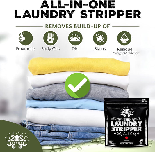 Carreiro Clean The Laundry Stripper - All-In-One! Dirt and Build-up Remover, Odor Eliminator, Laundry treatment. The One and Only All-in-One Laundry Stripper.…