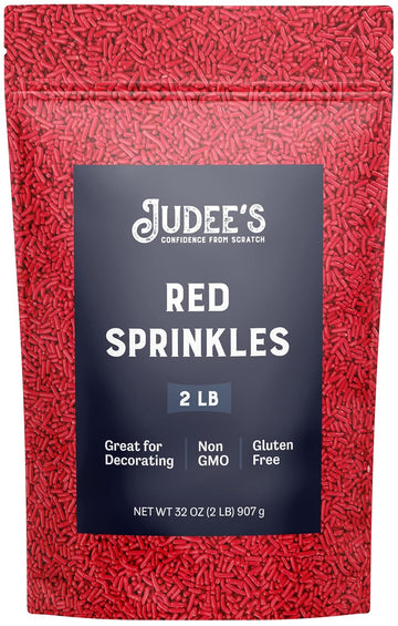 Judee's Red Sprinkles 2 lb - Gluten-Free and Nut-Free - Brighten Up Your Baked Goods - Great for Cookie and Cake Decoration - Use for Baking and as Dessert and Ice Cream Toppings