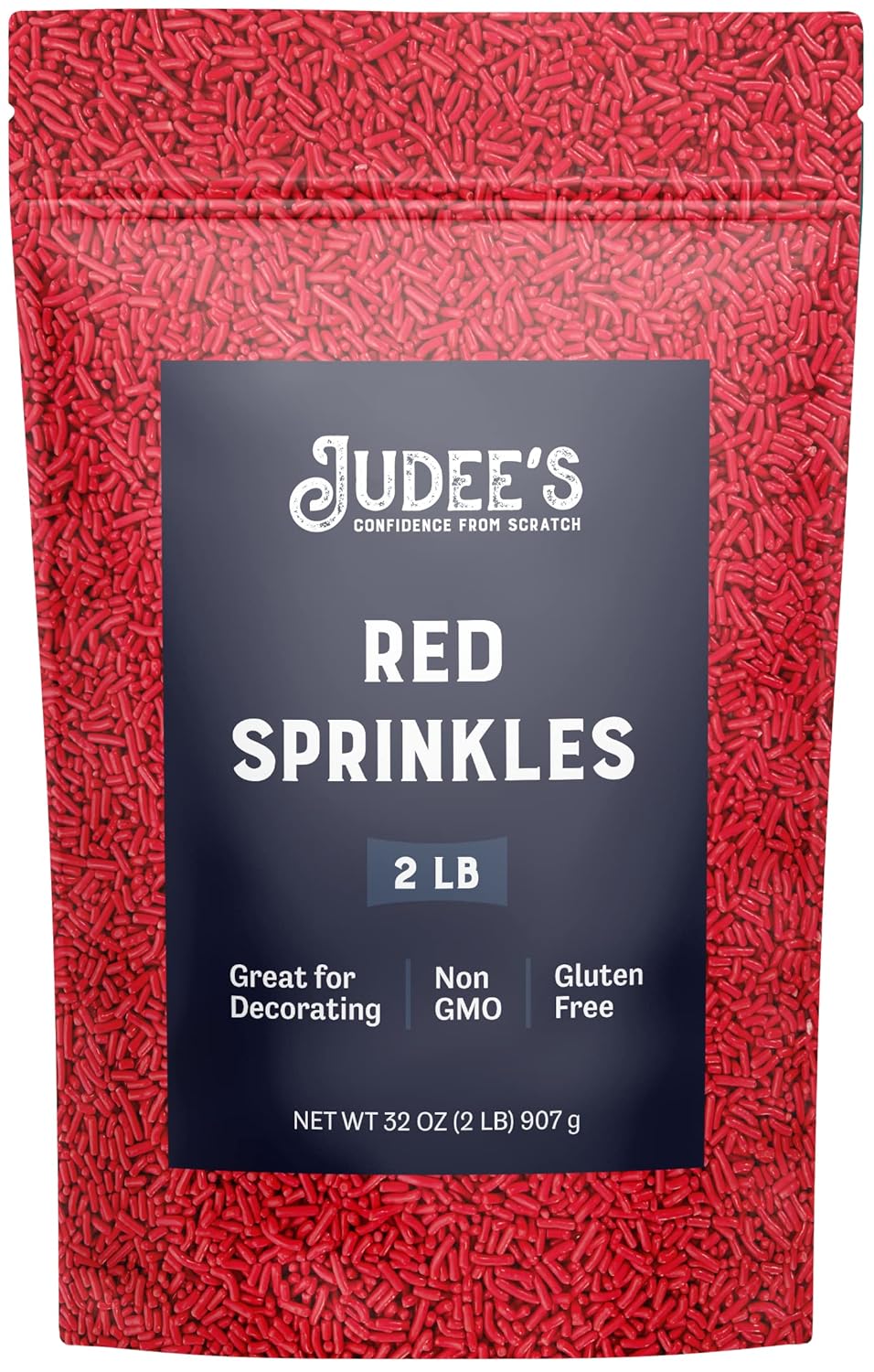 Judee'S Red Sprinkles 2 Lb - Gluten-Free And Nut-Free - Brighten Up Your Baked Goods - Great For Cookie And Cake Decoration - Use For Baking And As Dessert And Ice Cream Toppings