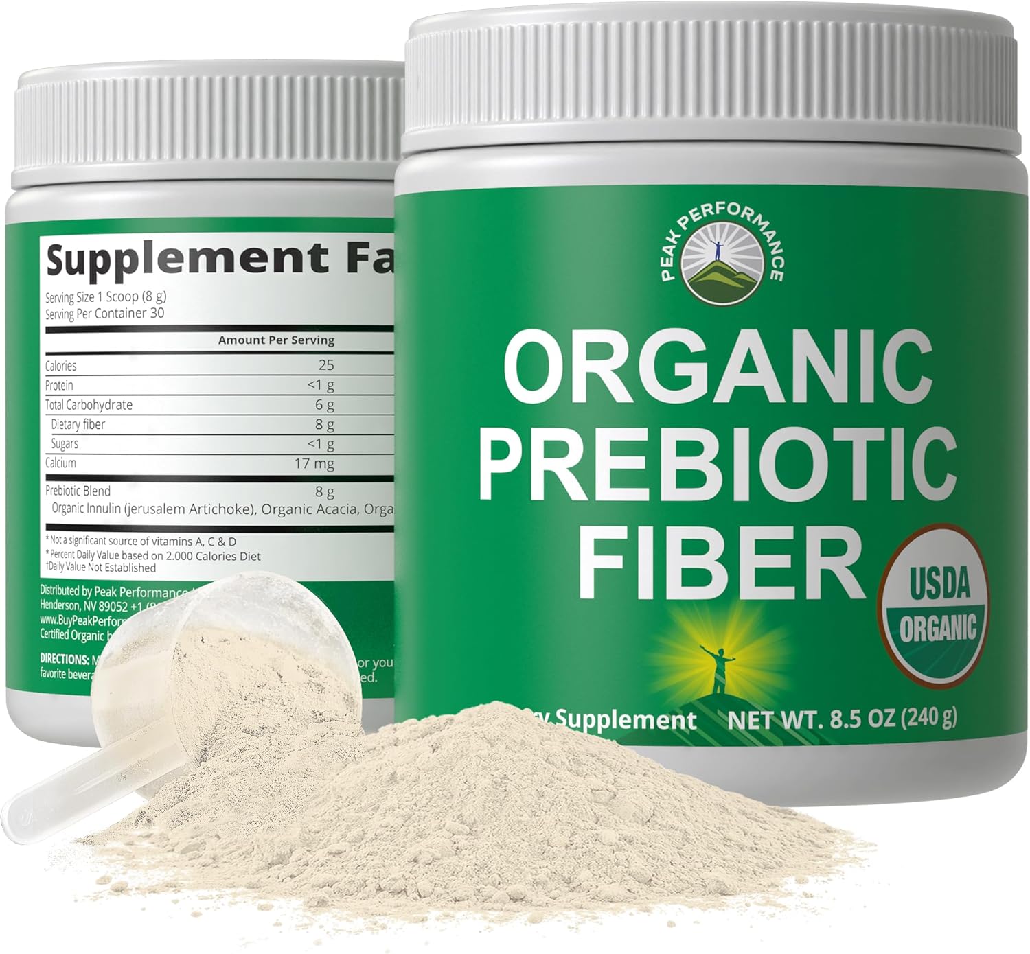 Organic Prebiotic Fiber 3-In-1 Vegan Powder For Gut Health. Usda Organic Raw Whole Food Plant Based Prebiotics Digestive Supplement With Organic Inulin (Jerusalem Artichoke), Acacia Fibers, Sunfiber