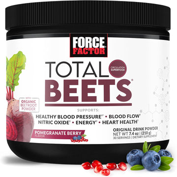 Force Factor Total Beets Drink Mix Superfood Powder With Nitrates To Support Circulation, Blood Flow, Nitric Oxide, Energy, Endurance, And Stamina, Cardiovascular Heart Health Supplement, 30 Servings