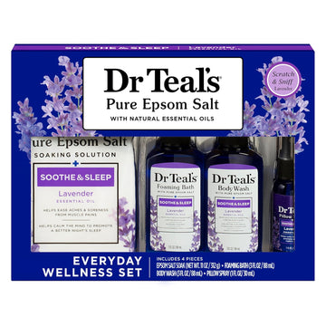 Dr Teal'S Soothe & Sleep Bath Gift Set, Lavender Essential Oil, 4 Piece